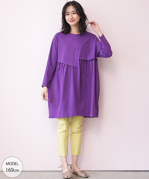 重ね着風切替デザインチュニック 26-0031｜40代 50代 60代 大人の女性