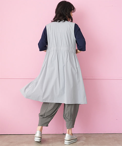 ノーカラージップアップロングチュニックベスト 33-0488｜40代 50代 60