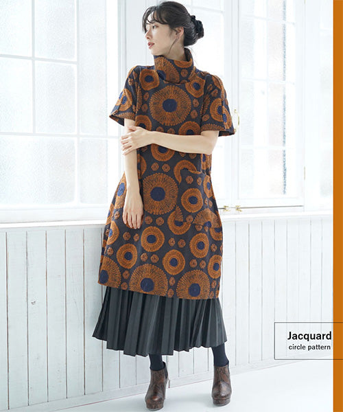 ジャガードサークル模様ワンピース 06-1403