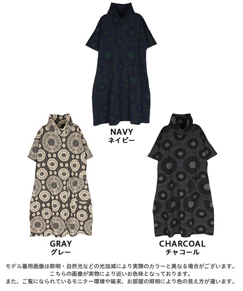 ジャガードサークル模様ワンピース 06-1403