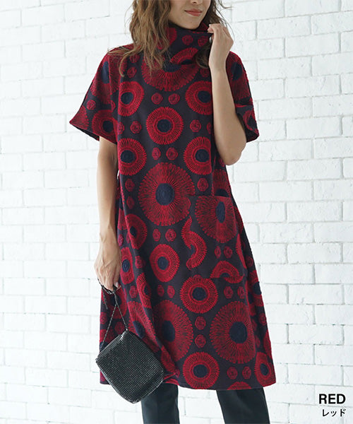 ジャガードサークル模様ワンピース 06-1403