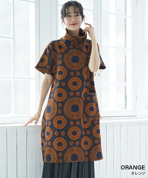 ジャガードサークル模様ワンピース 06-1403