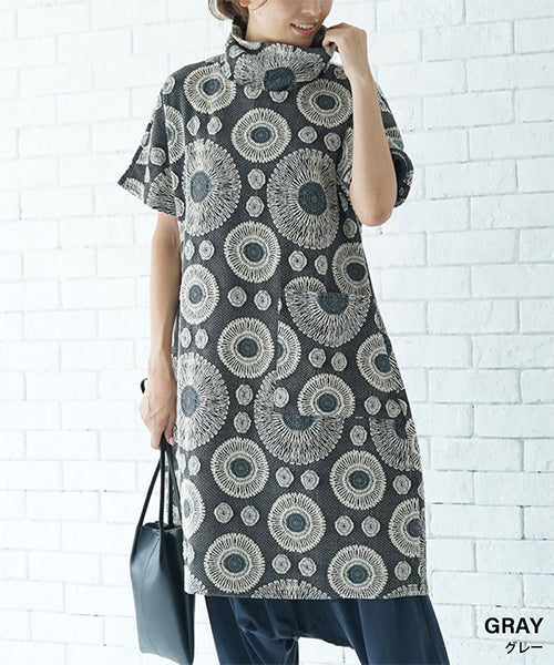 ジャガードサークル模様ワンピース 06-1403