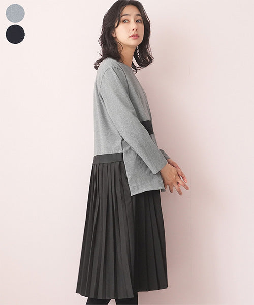 裾プリーツ切替ワンピース 06-2625｜40代 50代 60代 大人の女性に向け