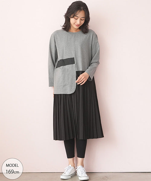 裾プリーツ切替ワンピース 06-2625｜40代 50代 60代 大人の女性に向け