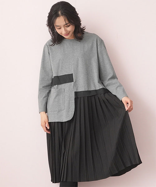 裾プリーツ切替ワンピース 06-2625｜40代 50代 60代 大人の女性に向け