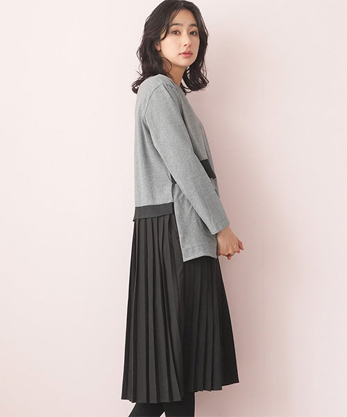 裾プリーツ切替ワンピース 06-2625｜40代 50代 60代 大人の女性に向け