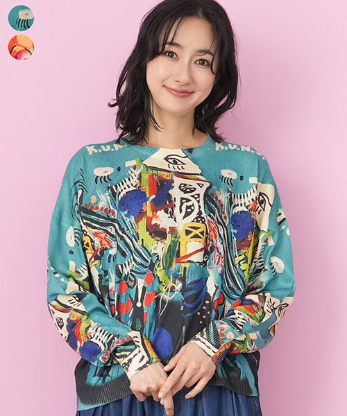 カラフル転写プリントニット 06-2677