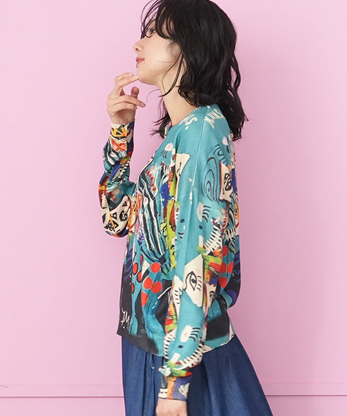 カラフル転写プリントニット 06-2677