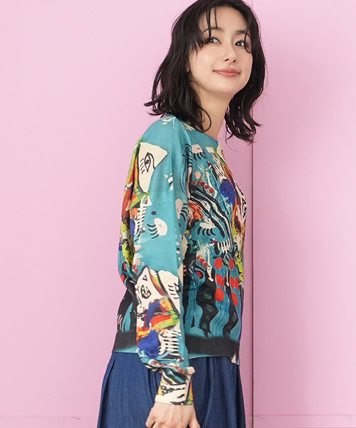 カラフル転写プリントニット 06-2677