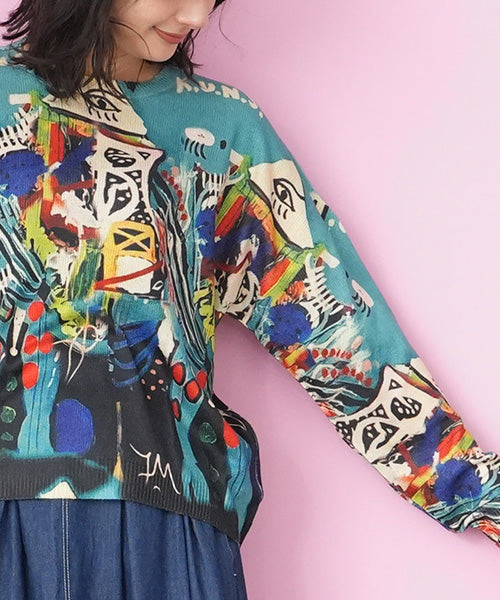 カラフル転写プリントニット 06-2677