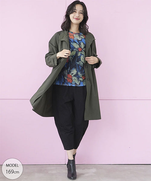 シアー花柄ストレッチメッシュ長袖カットソー 06-2700