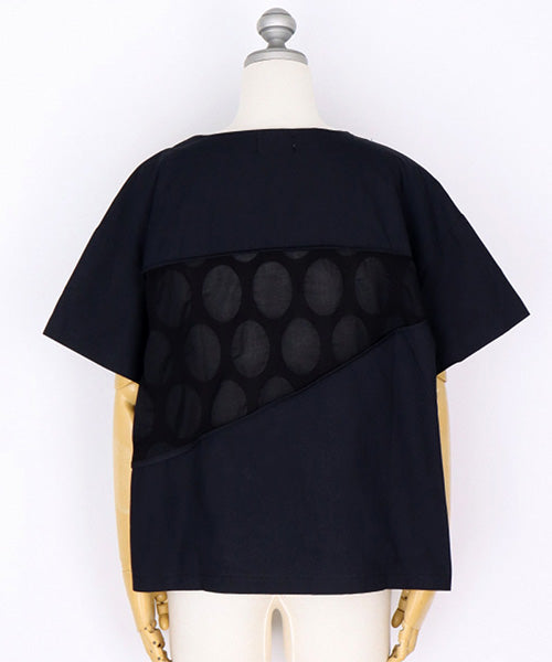 Y’s◆半袖ブラウス/2/コットン/BLK/ドット/YW-B23-026 Y's(ワイズ) / 半袖ブラウス/2/コットン/BLK/ドット/YW-B23-026