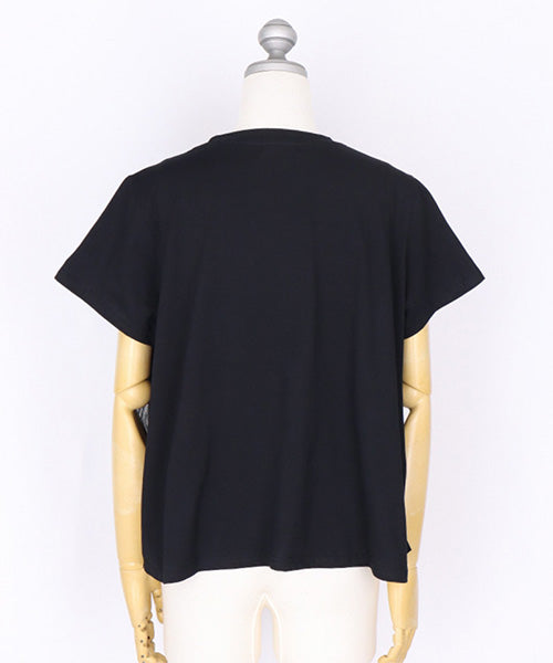 フリルチュールドッキング半袖Tシャツカットソー 06-2814