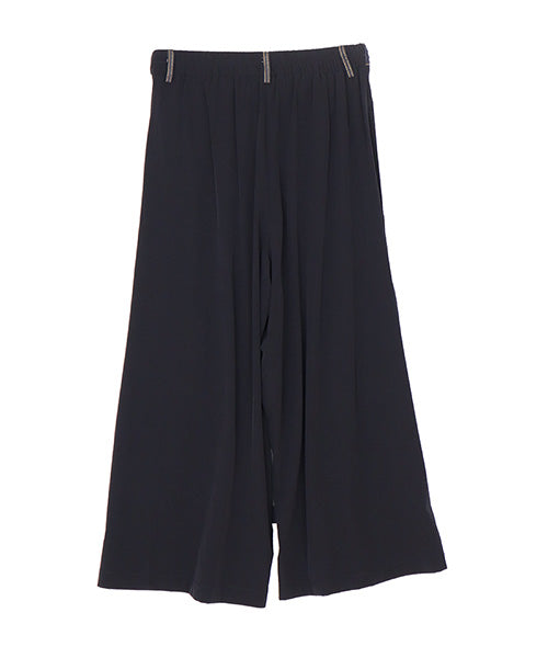 後ろウエストゴムデニム切替スリットワイドパンツ 06-2831