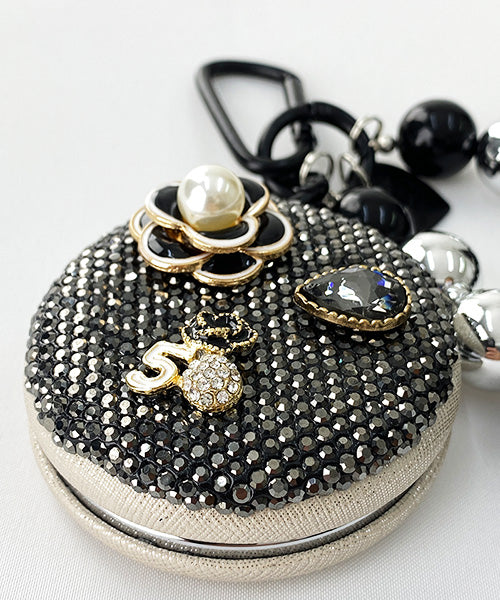 フラワーモチーフビジューデコミラーチャームキーホルダー 06-2874｜40