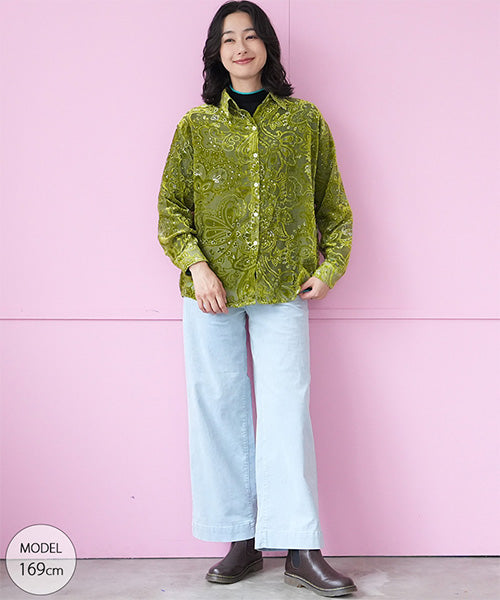 ペイズリー柄フロッキーシアーブラウス 06-2891