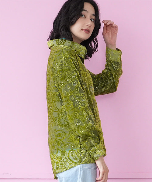 ペイズリー柄フロッキーシアーブラウス 06-2891