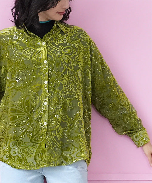 ペイズリー柄フロッキーシアーブラウス 06-2891