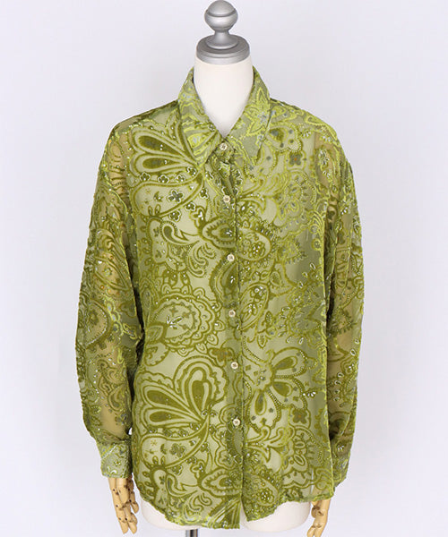 ペイズリー柄フロッキーシアーブラウス 06-2891