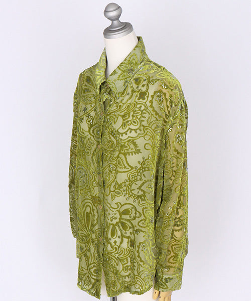 ペイズリー柄フロッキーシアーブラウス 06-2891