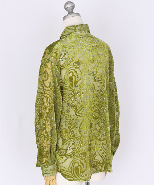 ペイズリー柄フロッキーシアーブラウス 06-2891