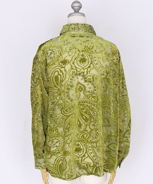 ペイズリー柄フロッキーシアーブラウス 06-2891