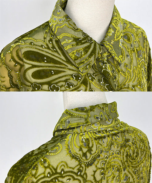 ペイズリー柄フロッキーシアーブラウス 06-2891