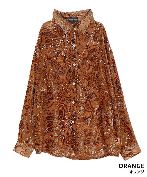 ペイズリー柄フロッキーシアーブラウス 06-2891