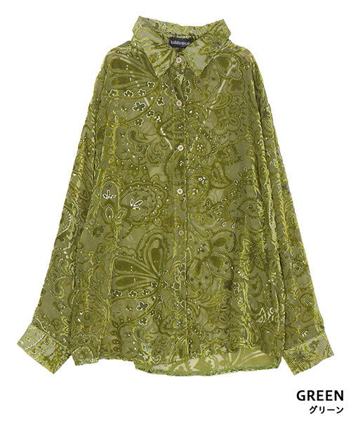 ペイズリー柄フロッキーシアーブラウス 06-2891