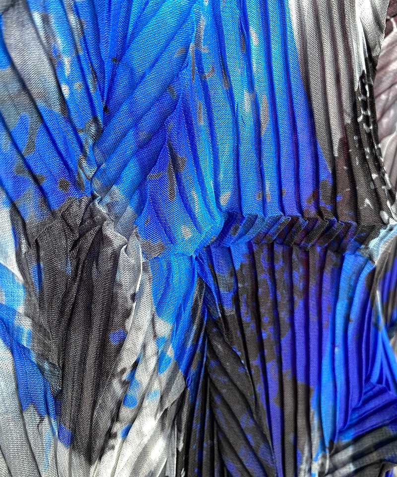 アートブラシプリントプリーツ加工シャツブラウス 06-2893