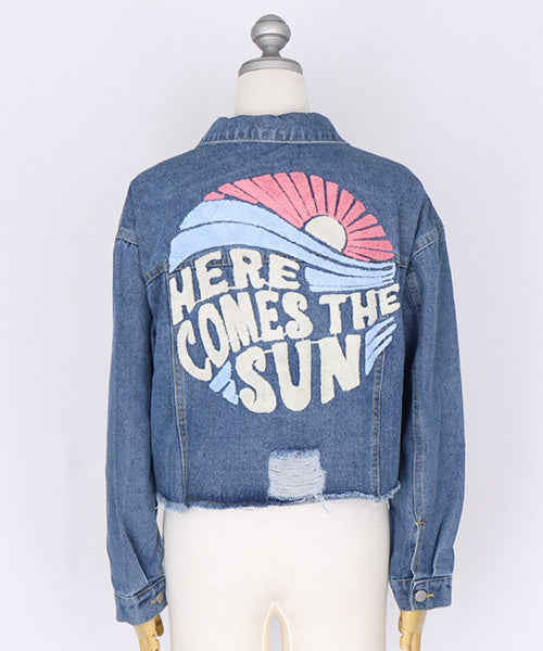 90s 短丈 デニムジャケット シンチバック made in Italy 刺繍 90s 短丈 デニムジャケット シンチバック made in Italy 刺繍