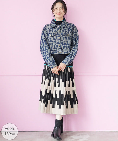 綿100％ハートモチーフデニムジャケット 06-2904｜40代 50代 60代 大人