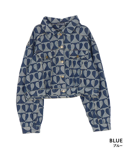 綿100％ハートモチーフデニムジャケット 06-2904｜40代 50代 60代 大人