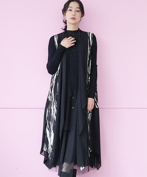 シフォン×モードプリントロングジレベスト 06-2908