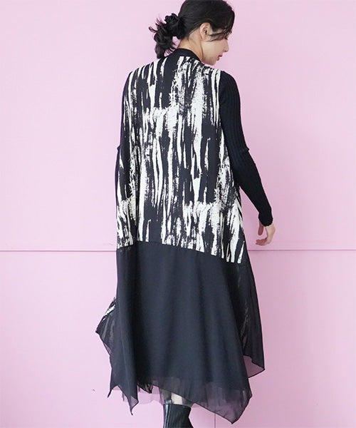 シフォン×モードプリントロングジレベスト 06-2908