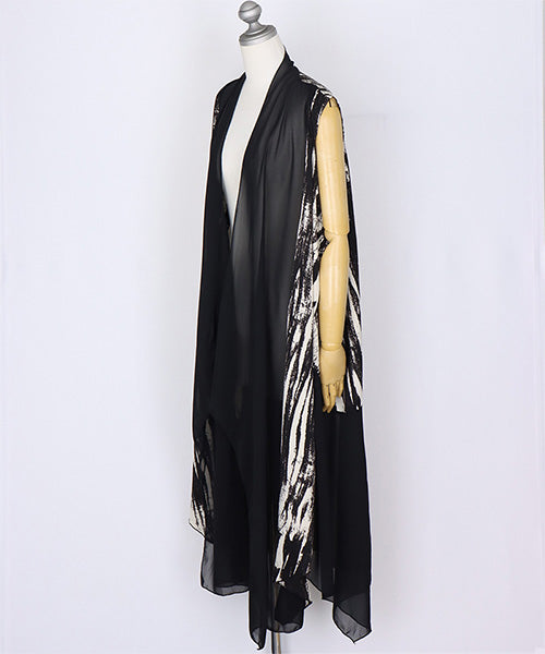 シフォン×モードプリントロングジレベスト 06-2908