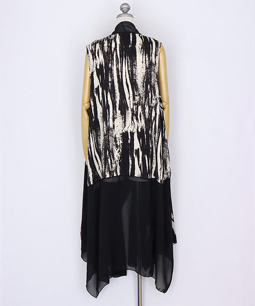 シフォン×モードプリントロングジレベスト 06-2908