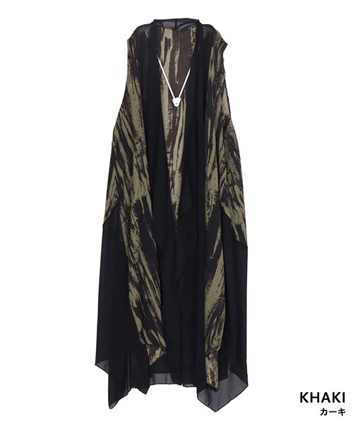 シフォン×モードプリントロングジレベスト 06-2908