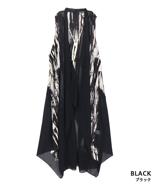 シフォン×モードプリントロングジレベスト 06-2908