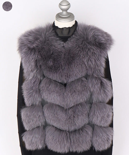 フォックスファー前開きショートベスト 06-2928｜40代 50代 60代 大人