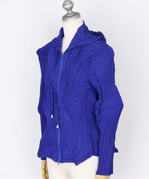 プリーツ加工フード付きジップアップショートジャケット 06-2929