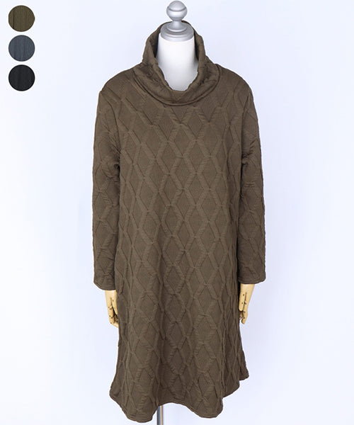 ダイヤ柄切替オフタートルチュニック 06-2931