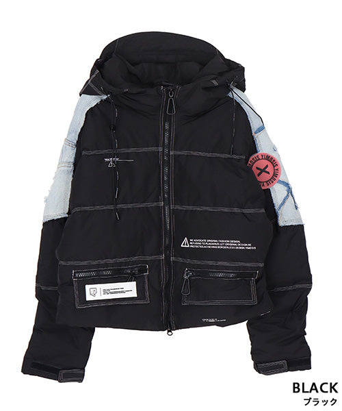 デニム切替デザインフード付きダウンジャケット 06-2940｜40代 50代 60