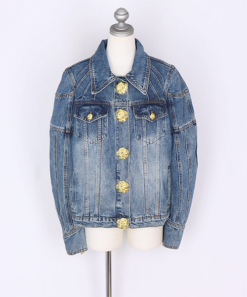 ゴールドビッグボタンデニムジャケット 06-2948｜40代 50代 60代 大人