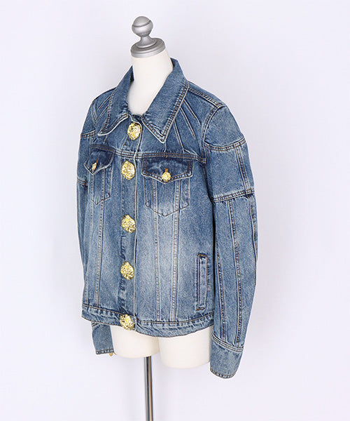 ゴールドビッグボタンデニムジャケット 06-2948｜40代 50代 60代 大人