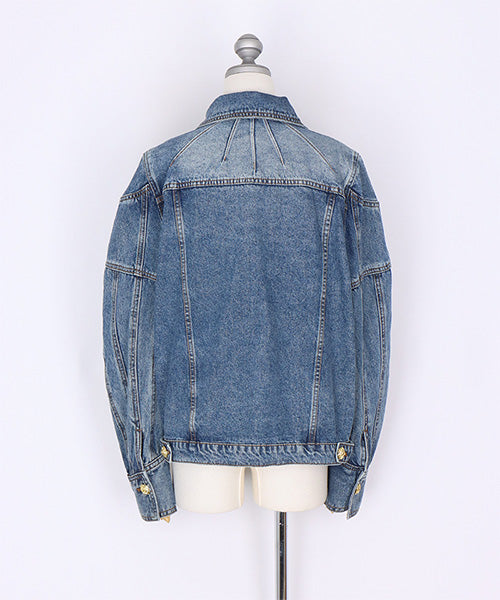 ゴールドビッグボタンデニムジャケット 06-2948｜40代 50代 60代 大人
