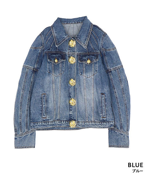 ゴールドビッグボタンデニムジャケット 06-2948｜40代 50代 60代 大人