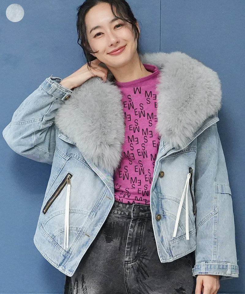 ダイアグラム　エコファーデニムコンビジャケット Diagram（ダイアグラム）の「エコファーデニムコンビジャケット