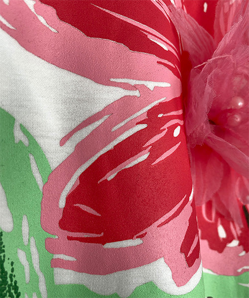 3Dフラワープリント×チュールアクセント長袖カットソー 06-2955